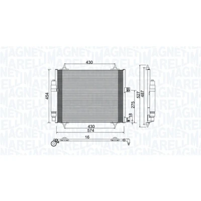 Immagine di MAGNETI MARELLI 350203886000 Condensatore con essiccatore 574x454x16 454 574 16 LANCIA: Phedra, CITROËN: Jumpy II MPV, Van, C8