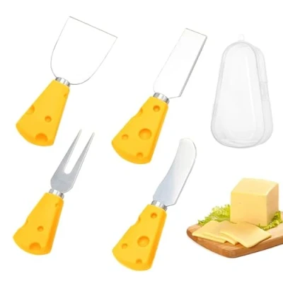 Immagine di MisFun 5 Pezzi Spalmatore per Burro, Coltelli Formaggio in Acciaio Inossidabile, Coltello da Burro Colazione, con Scatola Gadget Cucina Marmellata (D)