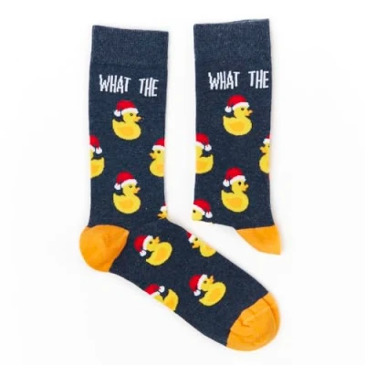 Immagine di Urban Eccentric Calzini natalizi unisex What The Duck Regalo 1 paio in cotone di alta qualità Novità Regali, Multicolore, 6 11, 11