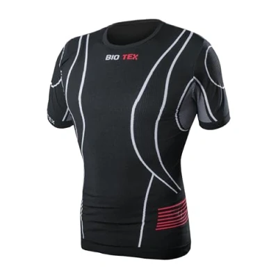 Immagine di BIOTEX T Shirt Hightech per Ciclismo e Running, Intimo Tecnico Sportivo, Maglia Termica con 4 Zone di Compressione, Nero, Taglia III (XL/XXL)