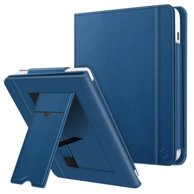 Immagine di FINTIE Custodia per 7&quot; Kobo Libra Colour (2024) / 2 (2021) eReader Stand Cover Protettiva Case con Card Slot e Hand Strap, Auto Sveglia/Sonno, Marine Blu