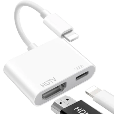 Immagine di Adattatore Lightning HDMI,【Certificato Apple MFI】 HDMI, H DMI iPhone, Cavo L ightning per iPhone 14/13/12/11/XS/XR/8/7/iPad