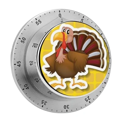 Immagine di Timer Da Cucina Tacchino Del Fumetto Meccanico Magnetico In Acciaio Inossidabile Per Cucinare Fitness, Cuocere, Imparare, 8cm
