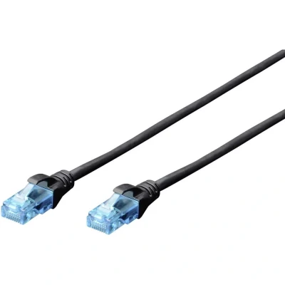 Immagine di Digitus DK 1512 010/BL RJ45 cavo di rete, patch CAT 5e U/UTP 1.00 m Nero 1 pz.