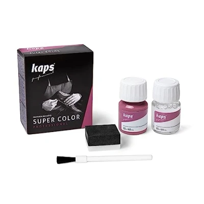 Immagine di Kaps Tinta Super Color + Preparatore (25 ml ognuno), Colorante Professionale per Pelle Naturale, Tela, Ecopelle, Nutre e Ripara le Scarpe in (125 Fuchsia)