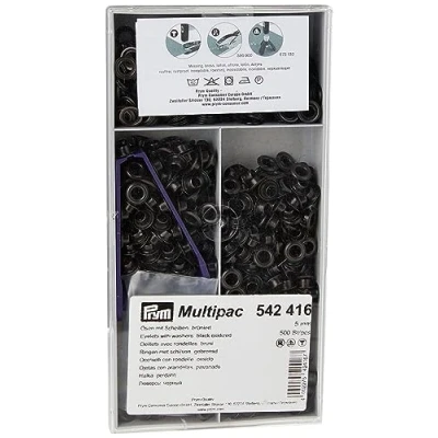 Immagine di Prym 542416 1 Occhielli e rondelle, 5.0mm nero ossidato, Acciaio inossidabile, 5 mm