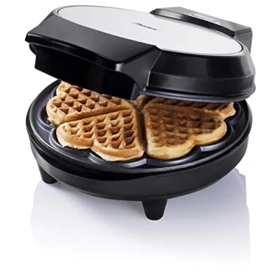 Immagine di Bestron Piastra per waffle a forma di cuore, con vaporiera e rivestimento antiaderente, 700 Watt, colore: nero