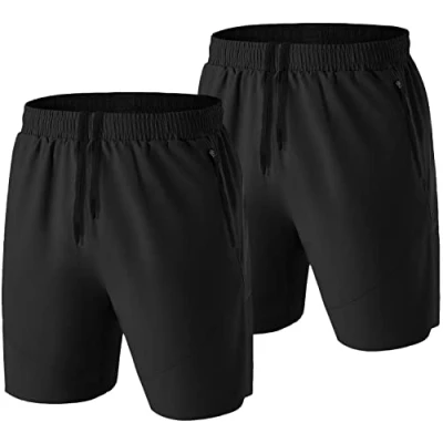 Immagine di HMIYA Pantaloncini Running Uomo Leggero Sportivi Shorts Asciugatura Veloce Palestra Corsa Calzoncini con Tasca Cerniera(Nero/Nero,EU 2XL/US XL)