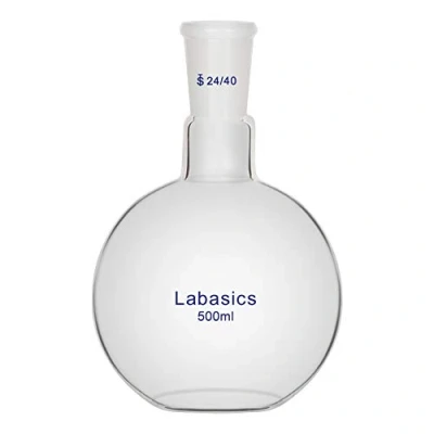 Immagine di Labasics 500ml Vetro Pallone laboratorio a Fondo Piatto Collo Singolo, Single Neck Flat Bottom Boiling Flask Matraccio da con Giunto Esterno Conico Standard 24/40