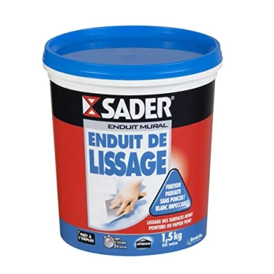 Immagine di Sader Intonaco di levigatura a parete pronto all&#039;uso, in pasta, interno e soffitto, utilizzabile come guarnizione per piastra gesso, coperchio foro fino 2 mm bocca legno bianco 1 vaso da