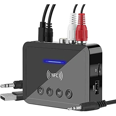 Immagine di BRIUERG Bluetooth 5.0 Ricevitore Trasmettitore FM Stereo AUX 3.5mm RCA Wireless NFC Audio Adattatore per TV PC Cuffia