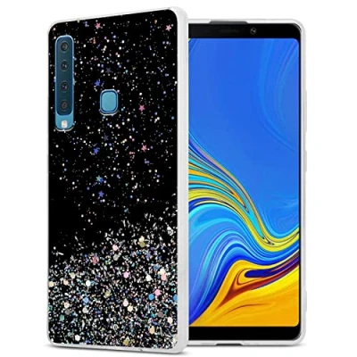 Immagine di Cadorabo Custodia Compatibile con Samsung Galaxy A9 2018 in Nero Glitter Coperchio Protettivo Silicone TPU Flessibile Scintillanti