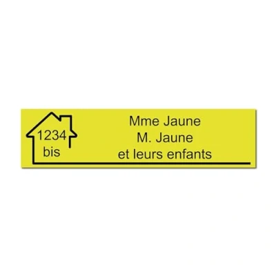 Immagine di Mygoodprice Targhetta incisa con nome e numero autoadesiva per cassetta delle lettere, 10 x 2,5 cm, personalizzabile, da 1 a 3 righe, gialla