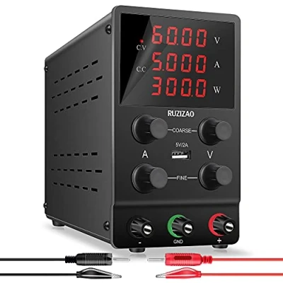 Immagine di RUZIZAO Alimentatore da Banco 60V 5A Laboratorio DC Regolabile Stabilizzato Display LED a 4 Cifre Porta USB 5V/2A
