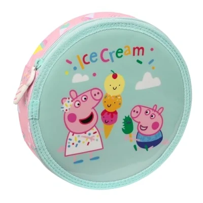 Immagine di PEPPA PIG ICE CREAM astuccio rotondo con 18 pezzi, facile da pulire, per bambini, ideale bambini dai 5 ai 14 anni, comodo e versatile, 21 x 3,5 cm, colore Rosa chiaro/verde menta,