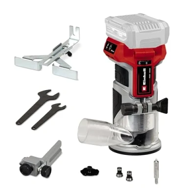 Immagine di Einhell Power X Change router portatile senza fili, 18 V, motore spazzole, altezza corsa 40 mm, regolazione fine della profondità, manuale TP ET Li BL lavorazione del legno, batteria