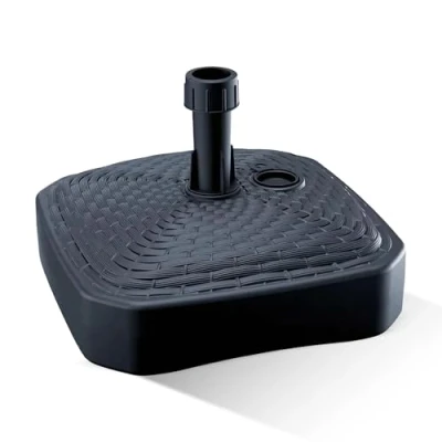 Immagine di GARDENIX Base per ombrellone, Quadrato, Antracite, Effetto Rattan, in plastica, riempibile con Sabbia, Acqua, Ghiaia Giardino, Spiaggia, terrazza, ombrellone