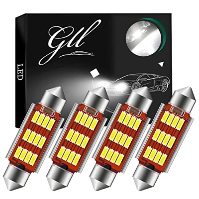 Immagine di GLL 4pcs C5W LED Lampadine Bianco 41MM Festoon Canbus con 4014 12SMD per Auto Luci Tronco Cortesia Targa 12/24V