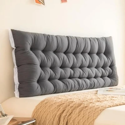 Immagine di GeRRiT Grande cuscino per testiera del letto, di supporto lungo lettura, letto matrimoniale, king size, lombare a cuneo (grigio scuro, 90 cm)