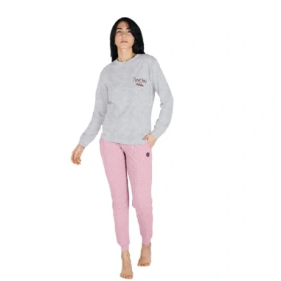 Immagine di AUSTRALIAN Pigiama Lungo Donna in Caldo Cotone Varie Taglie E Modelli, Femminile (M (44), AI201 Grigio/Rosa)