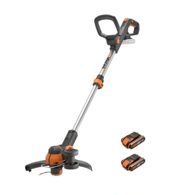 Immagine di Worx WG163E Decespugliatore Tagliabordi a Batteria 20V, stelo in Alluminio regolabile , Rasaerba Elettrico da Giardino, Diametro Taglio 30 cm e filo 1.65 mm 2 Batterie Incluse