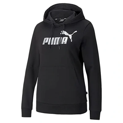 Immagine di Puma ESS+ Metallic LOGO Felpa con cappuccio, Donna, Taglia: Small, Black/metallic silver