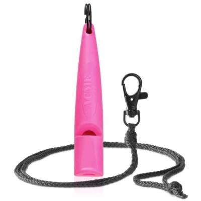 Immagine di ACME Fischietto per Cani n. 211,5 (aggiornamento 2023) con Nastro Pipa in Nero Opaco Alpha Ideale richiamare Ampia Portata Standard di frequenza (DG Pink)