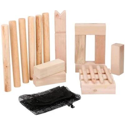 Immagine di Eddy Toys Fantasy Kubb Game Gioco di Lancio Originale Vichingo per Esterni, 21 Pezzi, Colore Marrone, 30x5x5cm, 22771