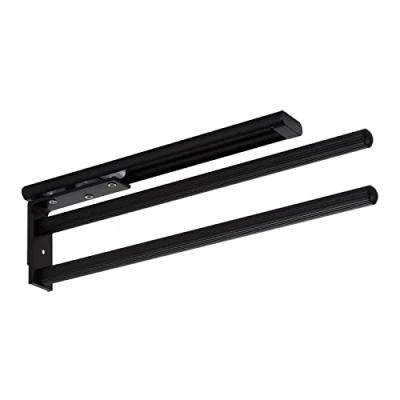 Immagine di SOTECH portasciugamani in alluminio TED 2 bracci nero opaco (325 487 mm, estensibile, girevole) telescopico a parete per bagno o cucina