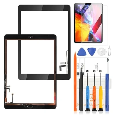 Immagine di LADYSON Touchscreen per iPad Air 1 1st 9.7 2013 Digitizer Schermo 5 A1474 A1475 A1476 Touch Screen Sostituzione Kit de Riparazione con Home Buttone (Non LCD Display) (White)