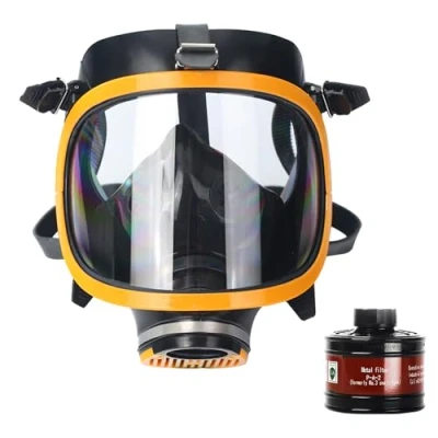 Immagine di Sumeber Respiratore a gas pieno con standard Rd40, riutilizzabile per vapori organici, inorganici, acidi, ammoniaca, fumigazione, colore protezione viso, filtro in ottone e guanti