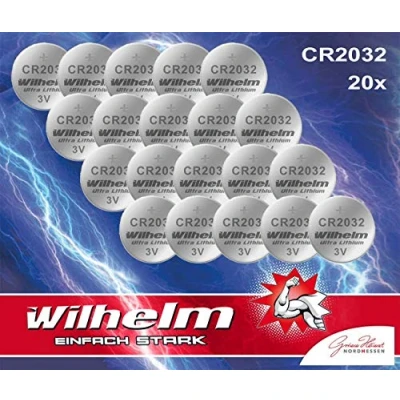 Immagine di Wilhelm 20 Pila a bottone al litio, 3 V, CR 2032, CR2032, DL 2032