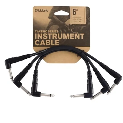Immagine di Planet Waves PW CGTP 305 Cavo per strumenti serie classica da 0,5 piedi ad angolo retto Confezione 3, grigio scuro