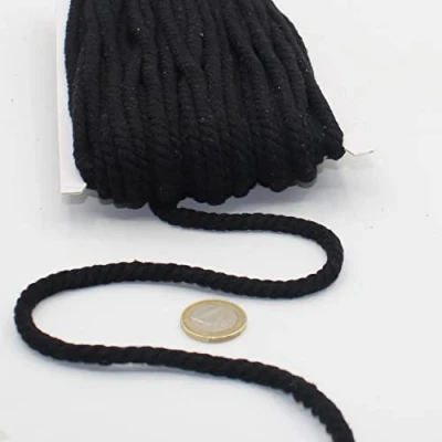 Immagine di Cordino in cotone rotondo, 20 metri, 05 mm, corda intrecciata con anima naturale, ideale per fai da te, cucito, versatile 5 mm 01 nero