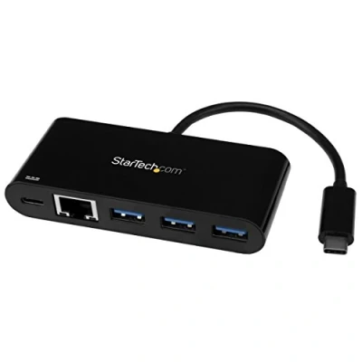 Immagine di StarTech.com Adattatore di rete USB C a Ethernet 3 porte, Hub 3.0 con Power Delivery, type RJ45 (US1GC303APD)