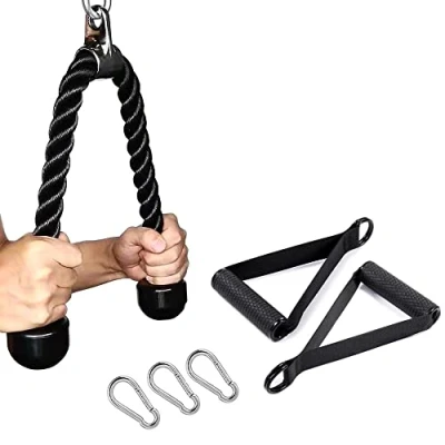 Immagine di CMYKZONE Cavo per Corda Tricep Multi Gym, Tricipiti Push Pull Down &amp; Potente Maniglia del Collegamento di Snap Moschettone, Le Combinazioni Allenamento alla Forza Braccio
