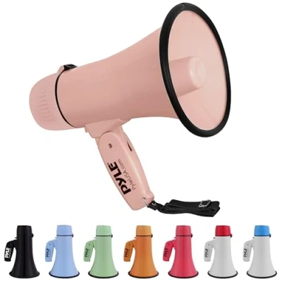 Immagine di Pyle Megafono Portatile da 20 Watt, Compatto a Mano con Sirena e Volume Regolabile, Ideale per Eventi, Sport, Annunci Comunicazioni