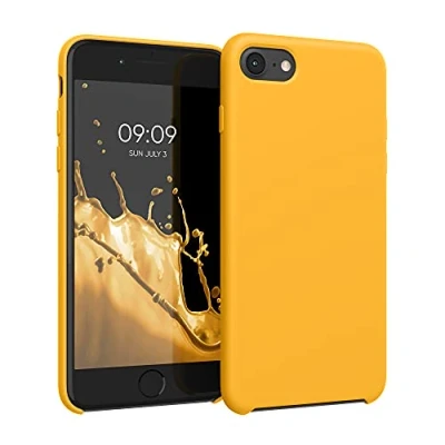 Immagine di kwmobile Cover per Apple iPhone SE (2022) / (2020) 8 7 Custodia Back Case Smartphone in Silicone TPU Protezione Gommata giallo zafferano