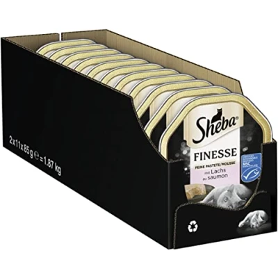 Immagine di SHEBA Ciotola di cibo umido per gatti Finesse torta fine con salmone certificato MSC 22 x 85 g