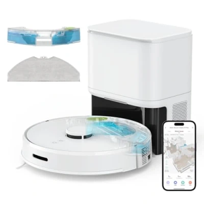 Immagine di SwitchBot Robot Vacuum S1 Plus con base auto vuota, 70 giorni di pulizia a mani libere, navigazione LiDAR, mappatura intelligente, aspirazione potente da 2700Pa, compatibile Alexa