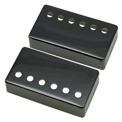 Immagine di KAISH Humbucker Set di 2 copripickup per chitarra Humbucker, in ottone, 49,2 mm/52 mm, colore: Nero nichel