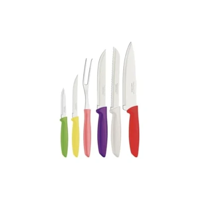 Immagine di Tramontina Plenus 23498916 Set di 6 coltelli da cucina con spelucchino, pane, chef e bistecca forchetta intaglio, tritaverdure