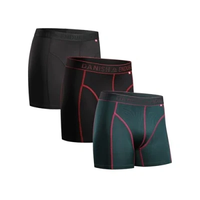 Immagine di DANISH ENDURANCE 3 Boxer Sportivi, in Microfibra, Elasticizzato, Intimo per Sport, da Uomo, Multicolore (1 X Nero, 1 Verde/Viola, Nero/Rosso), 3XL