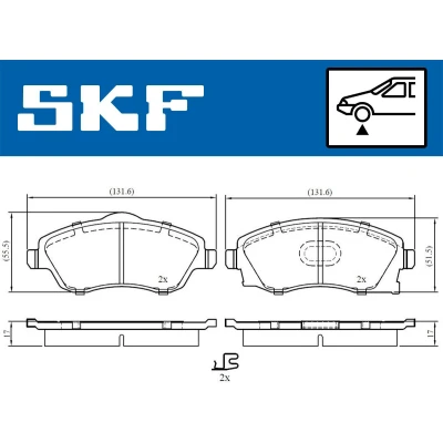 Immagine di SKF VKBP 80062 A Kit pastiglie freno con segnalatore acustico usura accessori OPEL: Meriva A, Combo C Tour, Corsa С Van