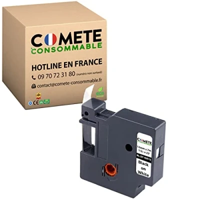 Immagine di COMETE 1 nastro 45013 compatibile per DYMO S0720530 12 mm Labelmanager Labelpoint Labelwriter Nero su Bianco