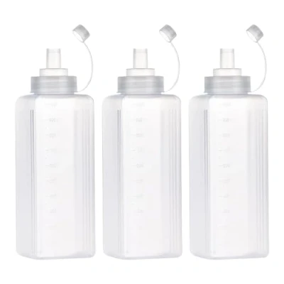 Immagine di 3Pcs Bottiglia Squeeze di Plastica, per con Tappi, Bocca Grande, Trasparente Condimento Dispenser, Ketchup Senape Mayo Salse Piccanti Olio d&#039;oliva (# 1000ML)