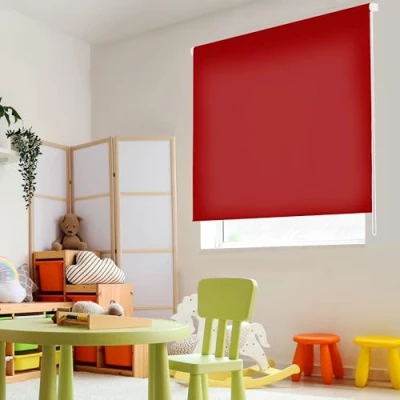 Immagine di Blindecor Ara Tenda a rullo traslucida tinta unita Rosso bordeaux, 140 x 250 cm (Larghezza Altezza) Dimensioni del tessuto 137 245 per interne