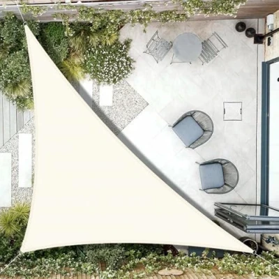 Immagine di AXT SHADE Vela Ombreggiante Impermeabile Triangolo Rettangolo 4x4x5,65m Tenda a Parasole e Protezione Raggi UV per Esterno Terrazza Giardino Crema
