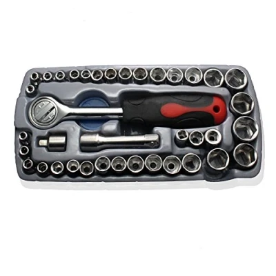 Immagine di NUZAMAS Set di chiave a cricchetto con bussole da 1/4 &quot; e 3/8 &quot;, manico reversibile, valigetta, 40 pezzi