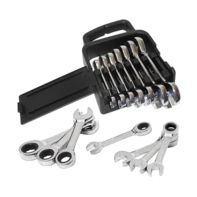 Immagine di Kovalmax® Set 7 chiavi combinate a cricchetto chiave corte misure 8 10 11 13 14 17 19 cm